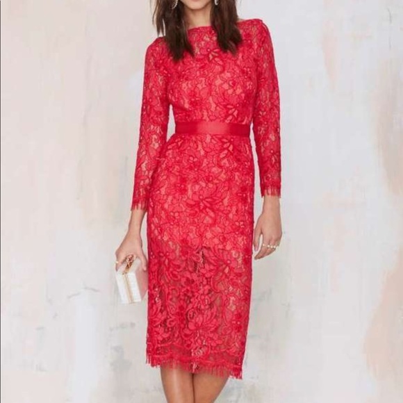 nasty gal red lace dress Red Mesh Cut Out Maxi Dress